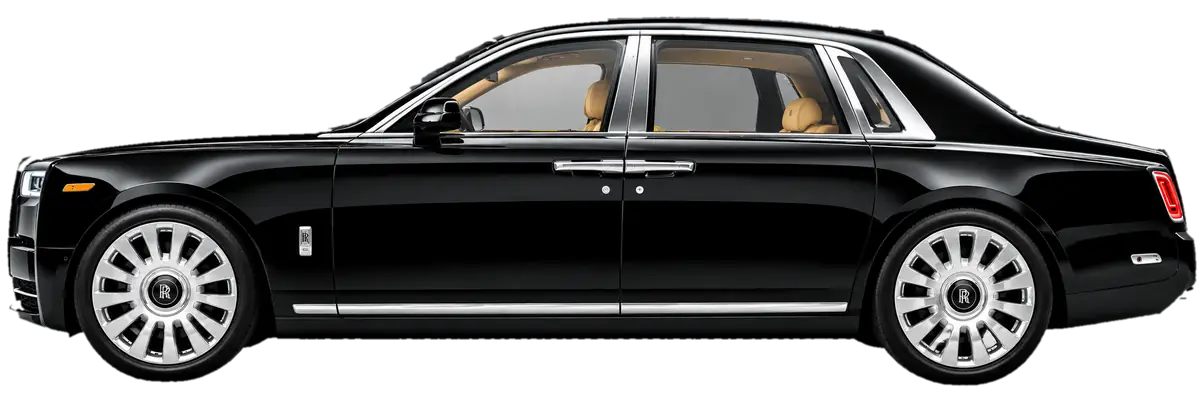 Black Rolls Royce chauffeur car with doors closed